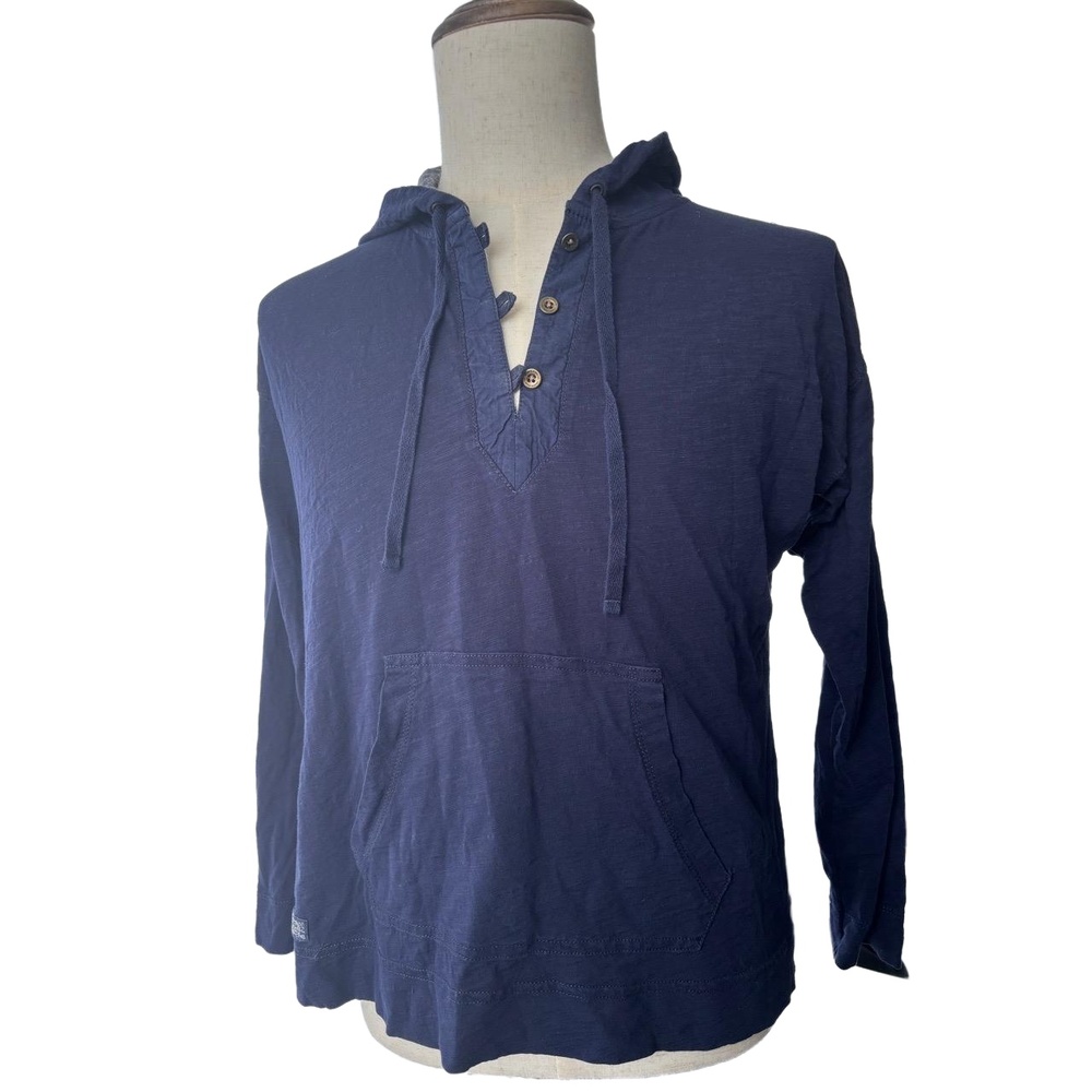 Lauren Jeans Co Ralph Lauren Hoodie Womens Size Large Navy Blue Pullover Button